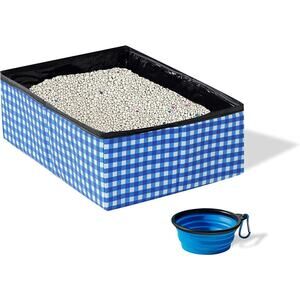New Pet Fit for Life Foldable Portable Pop Up Cat Kitten Litter Box & Water Bowl
